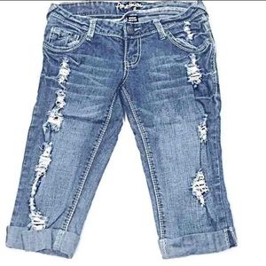 Amethyst Destructed Denim Capris- Size 1